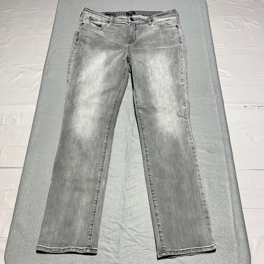 NYDJ Sheri Slim Grey Jeans Lift Tuck Technology Size 14 Slim Leg Denim